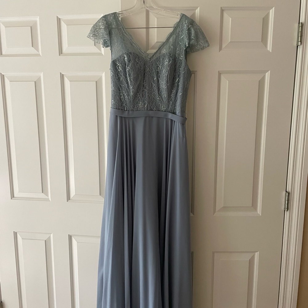 Azazie Light Blue Lace Maxi Dress